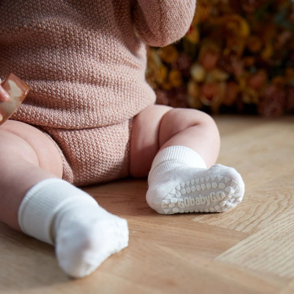 GoBabyGo - Sokker i Bambus Antiskli LV Off White
