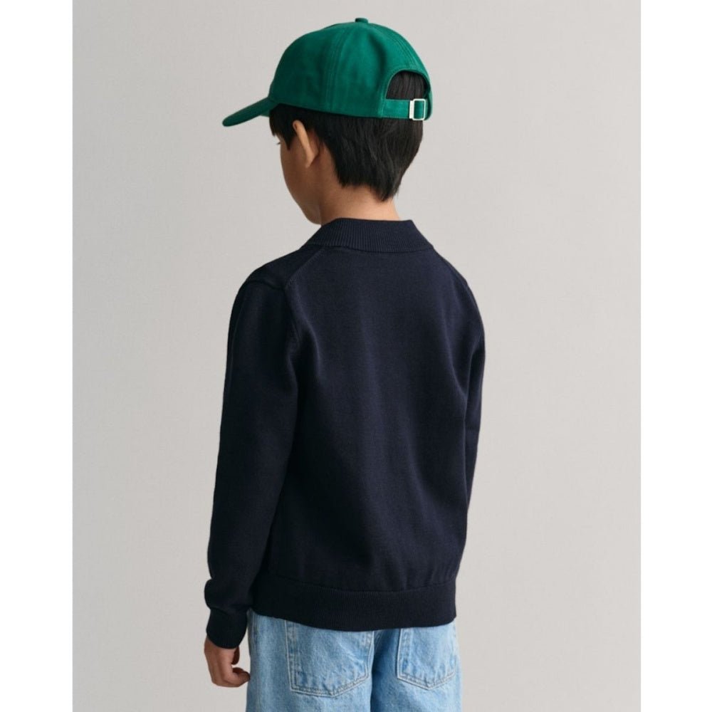 Gant - Cardigan Shield Cotton Zip Evening Blue - Guttelus