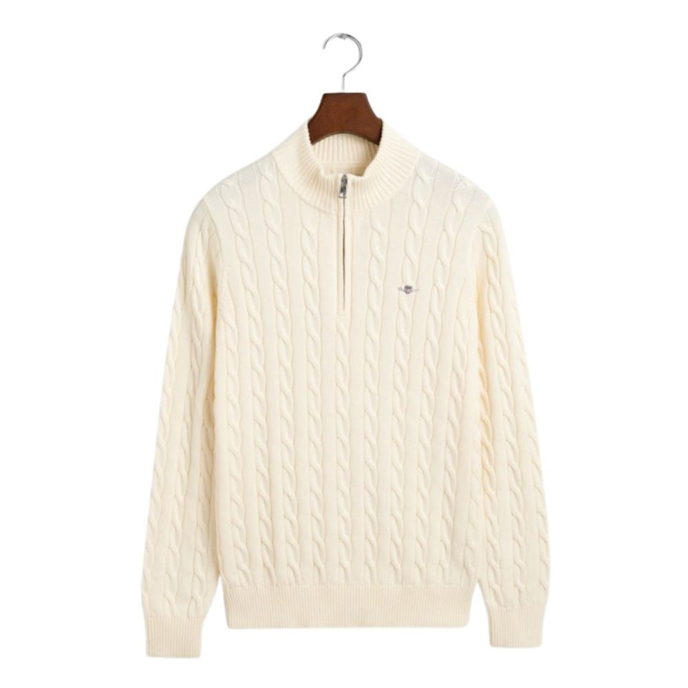 Gant - Genser Jr Cotton Cable Half Zip Cream - Guttelus