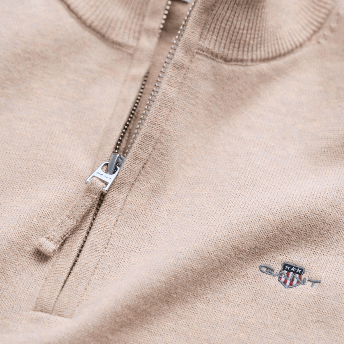 Gant - Genser Jr Shield Half Zip Light Beige Melange - Guttelus.no
