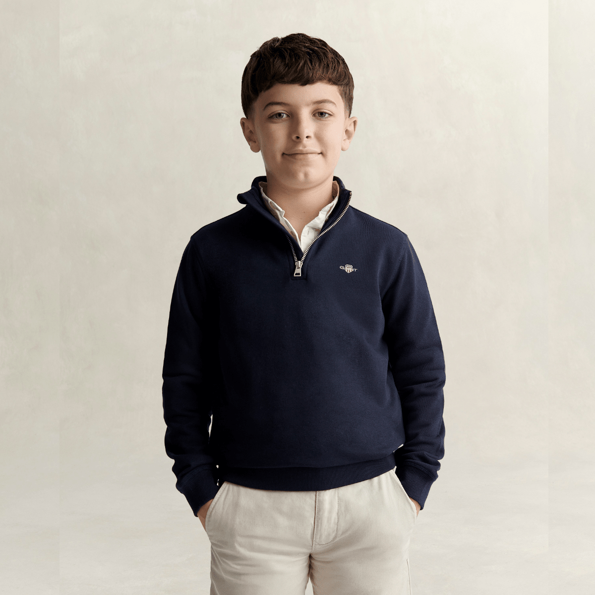 Gant - Genser Shield Half Zip Sweat Evening Blue - Guttelus