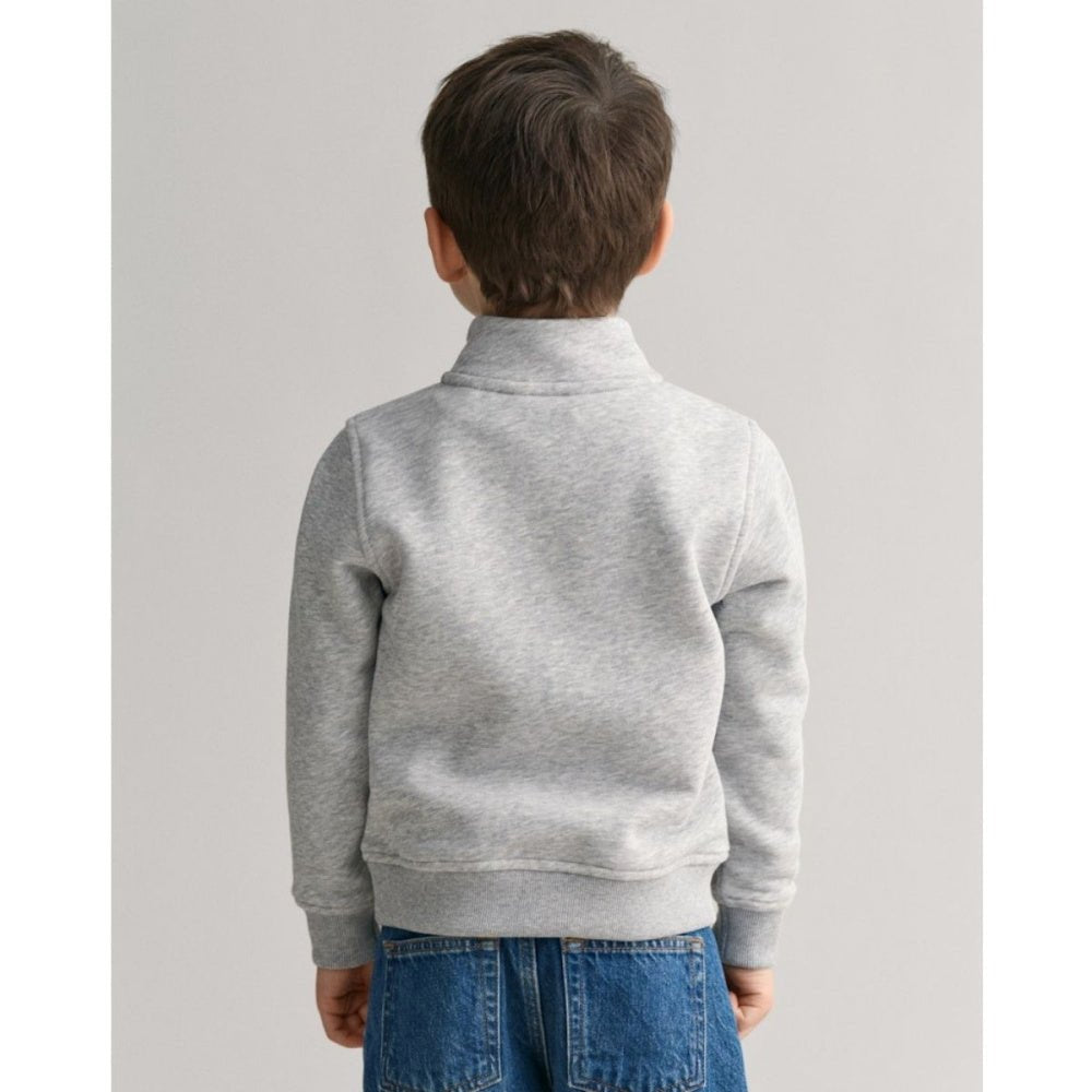 Gant - Genser Shield Half Zip Sweat Light Grey Melange - Guttelus