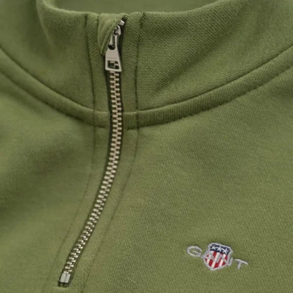 Gant - Genser Shield Half Zip Sweat Washed Olive - Guttelus.no