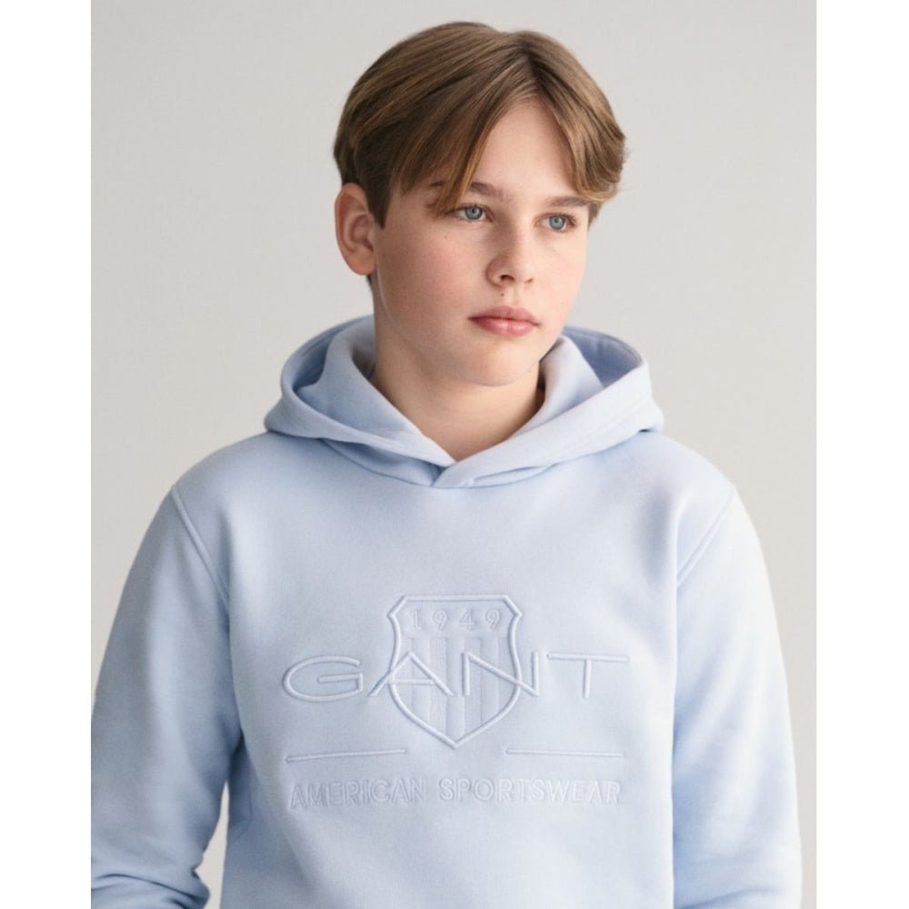 Gant - Hettegenser Tonal Hoodie Fresh Blue - Guttelus.no