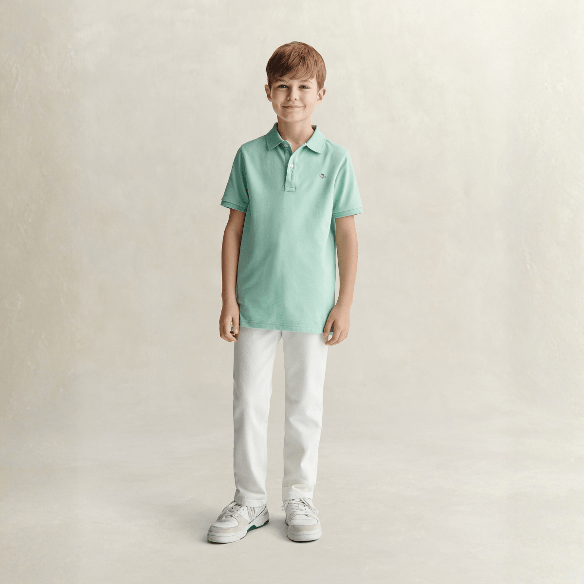 Gant - Pique Shield Jr SS Polo Washed Turquoise - Guttelus.no