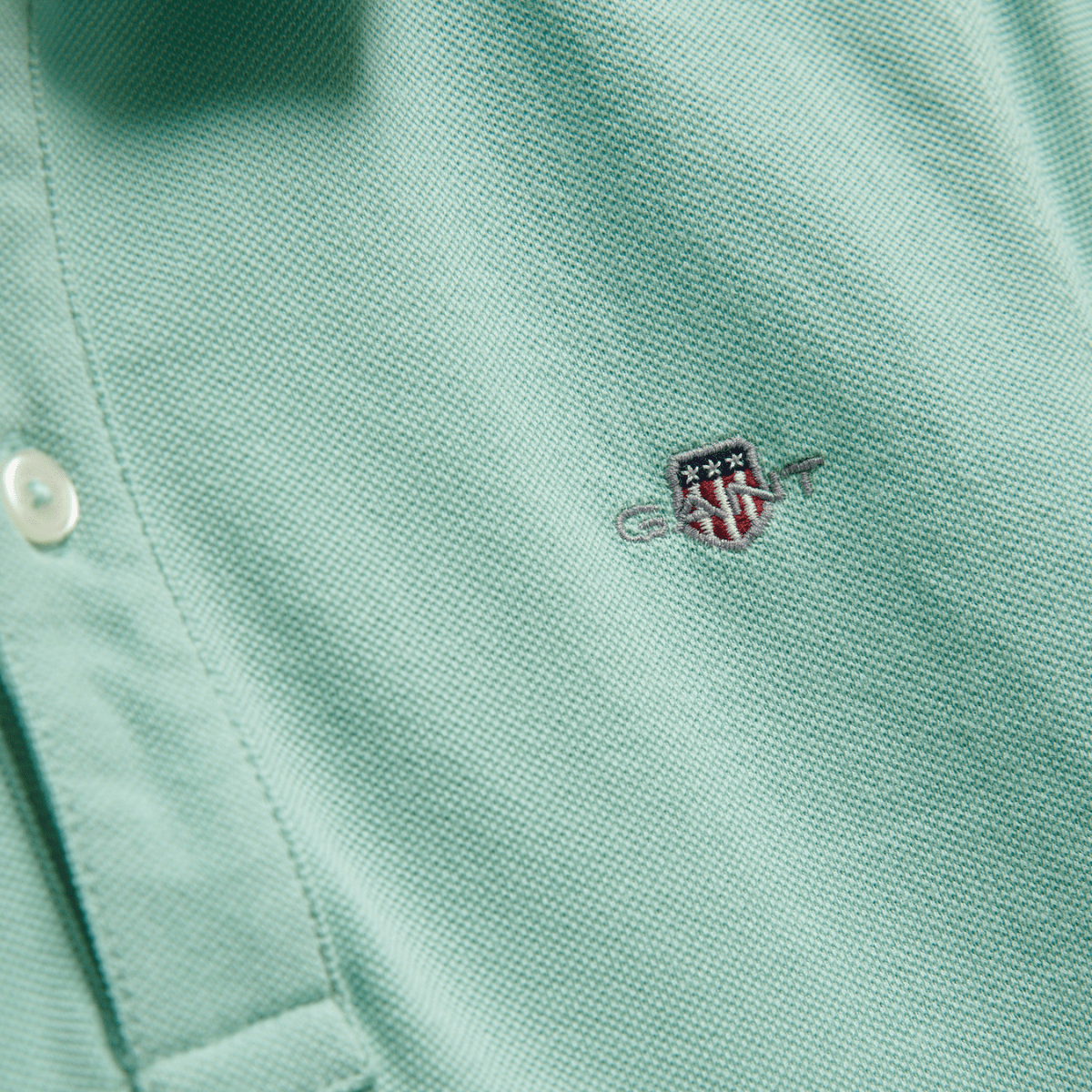 Gant - Pique Shield Jr SS Polo Washed Turquoise - Guttelus.no