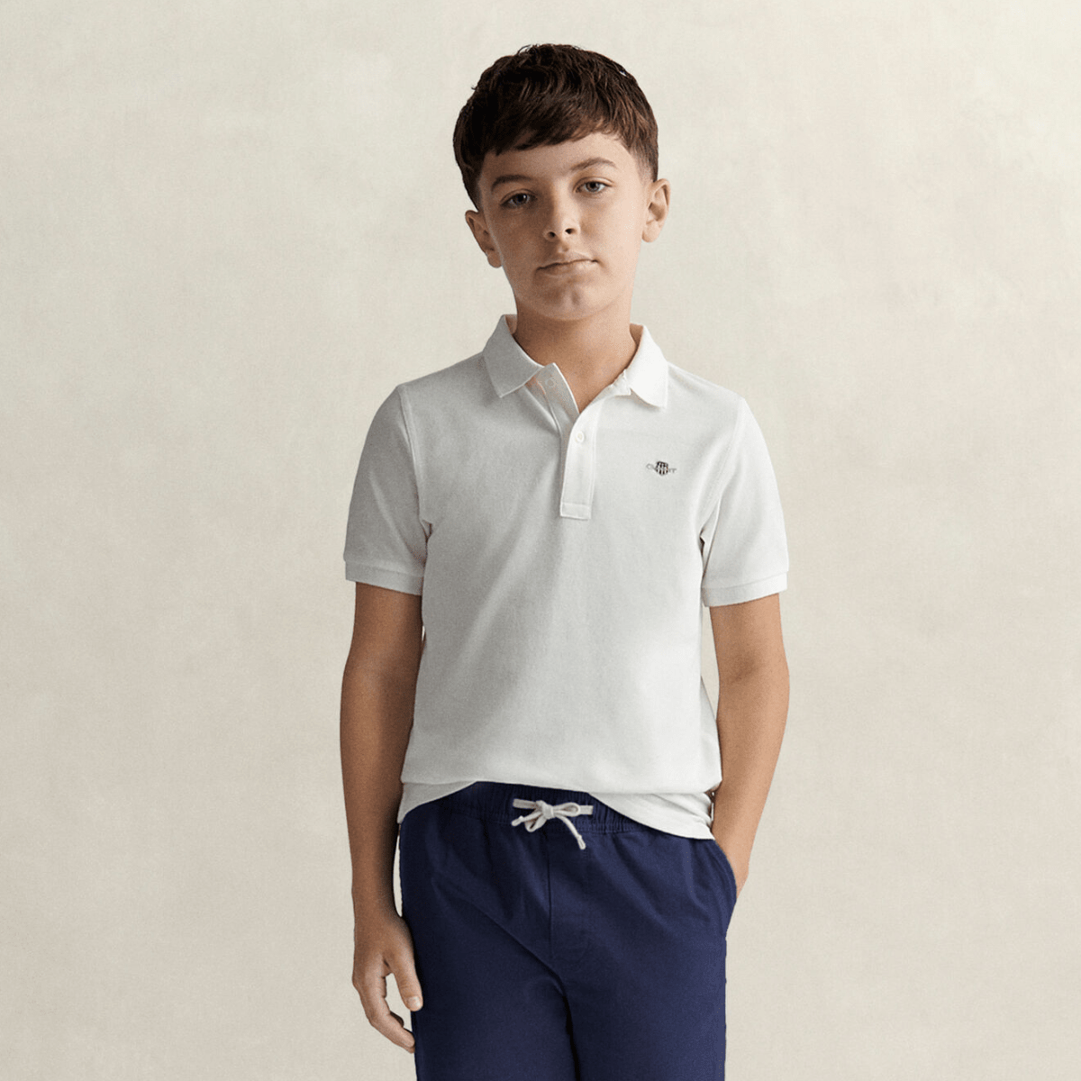 Gant - Pique Shield Jr SS Polo White - Guttelus.no