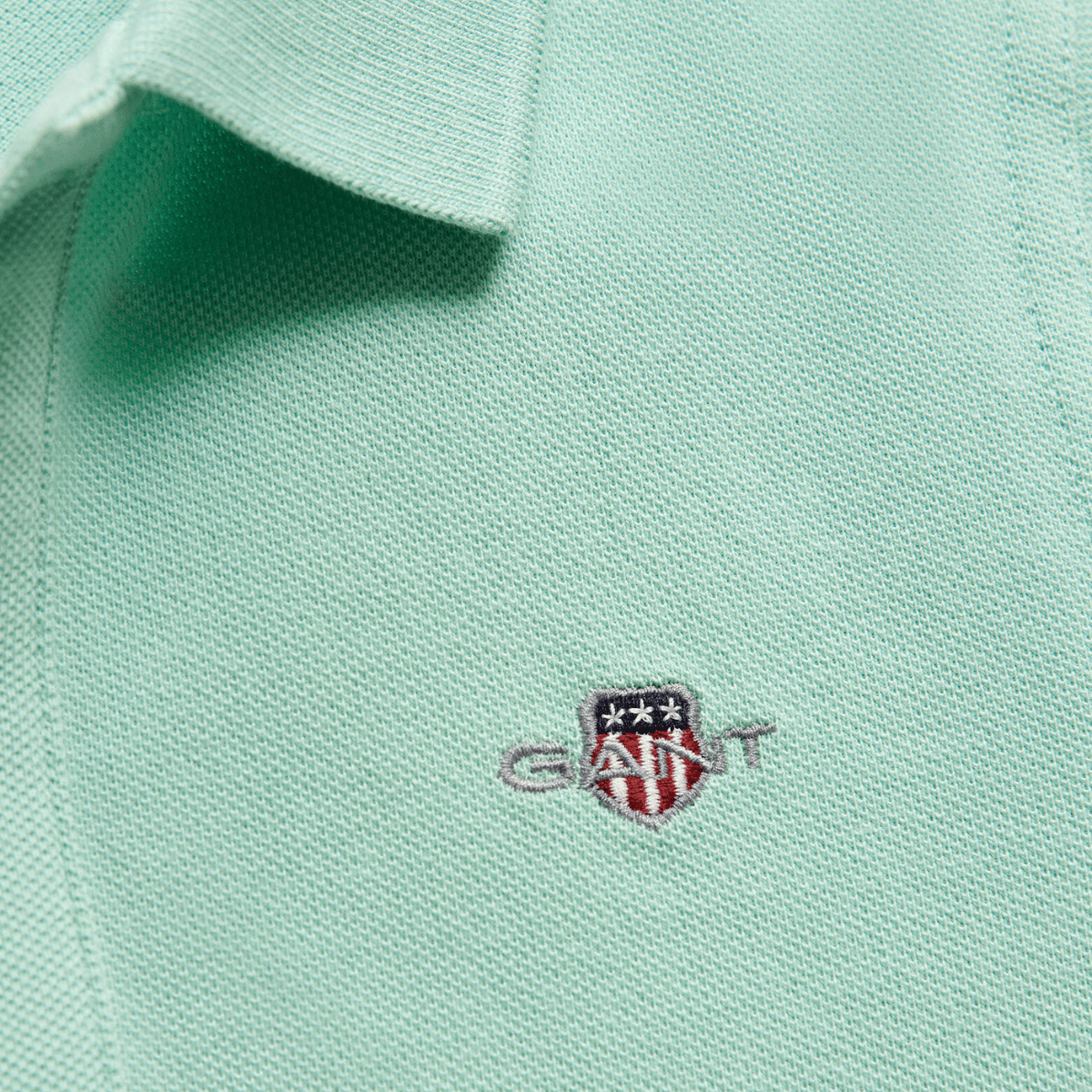 Gant - Pique Shield SS Polo Washed Turquoise - Guttelus.no