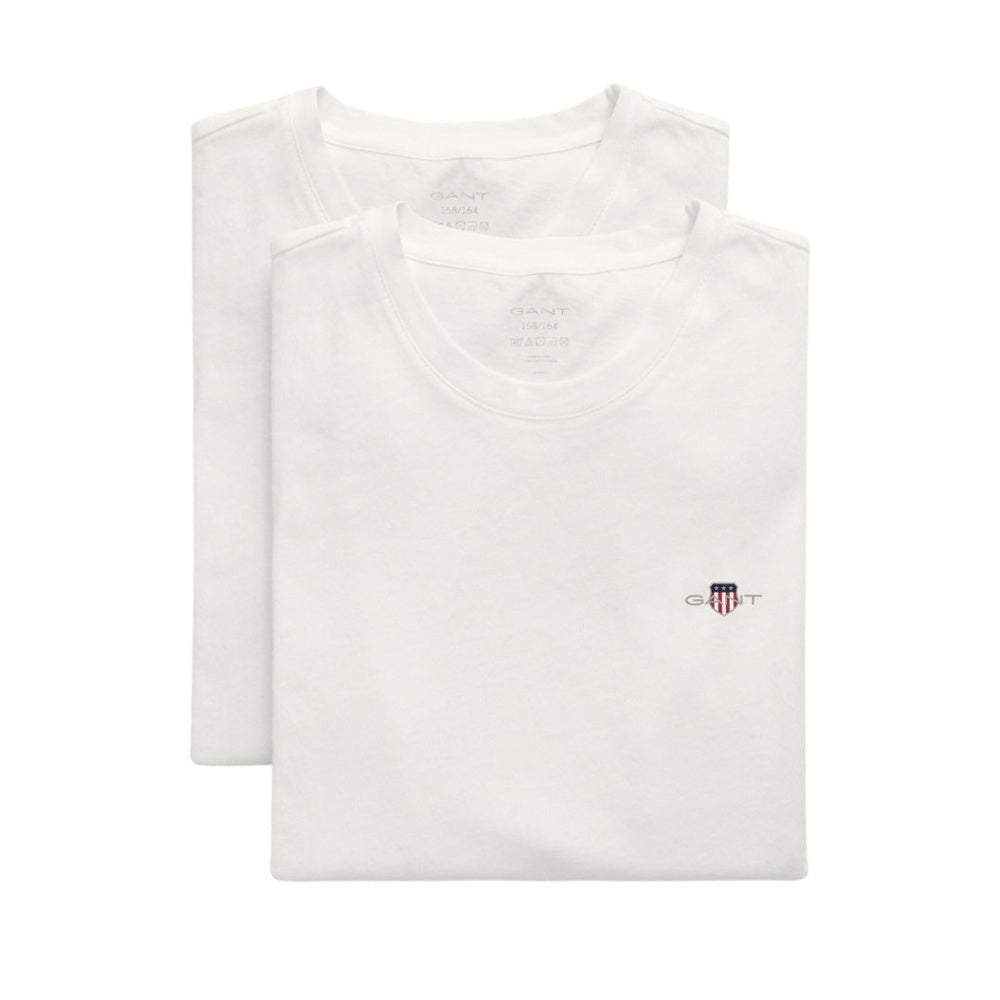 Gant - T-skjorte C-Neck 2-Pk White - Guttelus