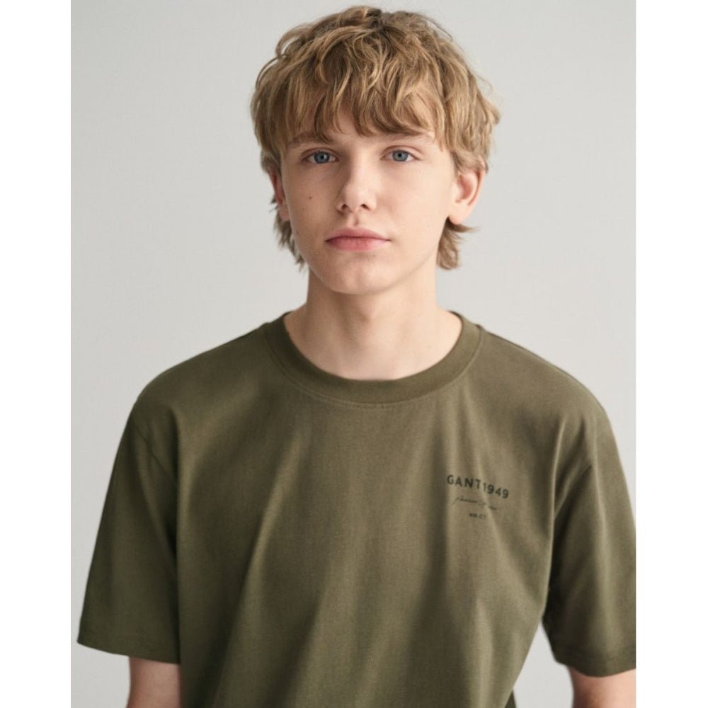 Gant - T-skjorte Graphic Script Juniper Green - Guttelus