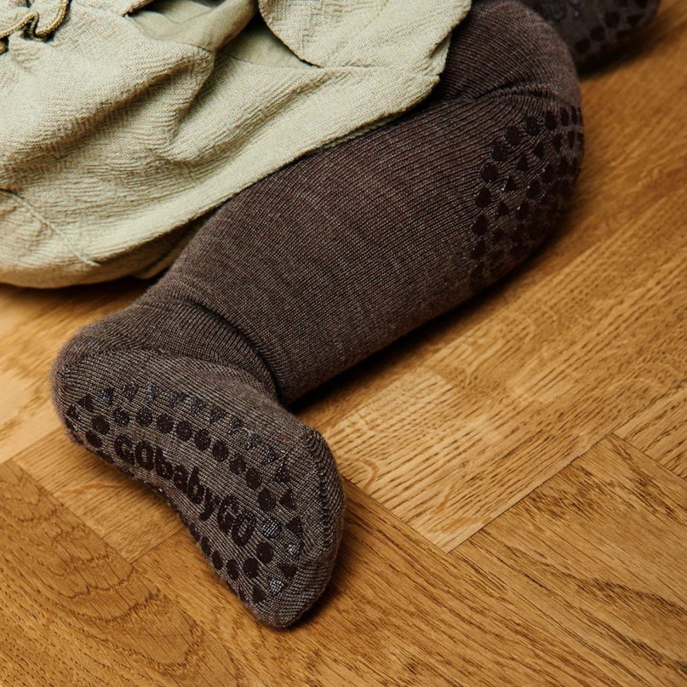 GoBabyGo - Strømpebukse Ull Antiskli LV Brown Melange - Guttelus