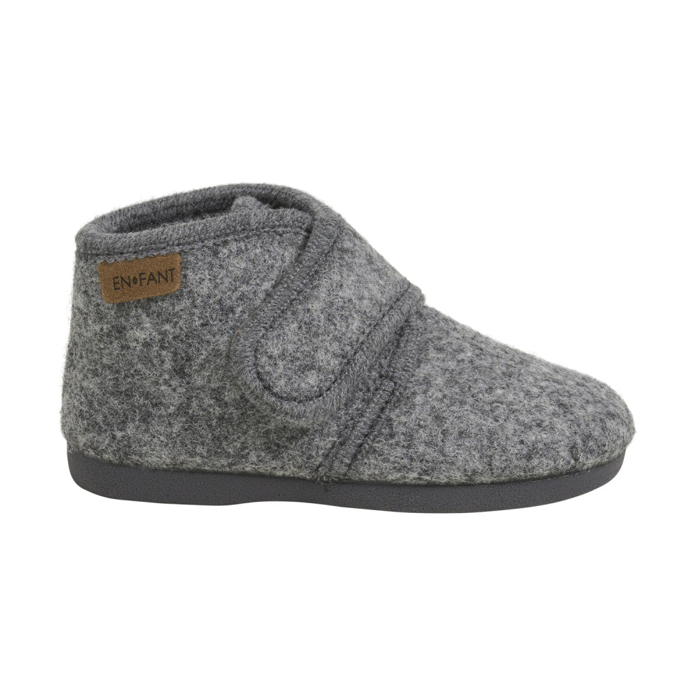 En Fant - Tøfler i Ull med Såle Dark Grey Melange