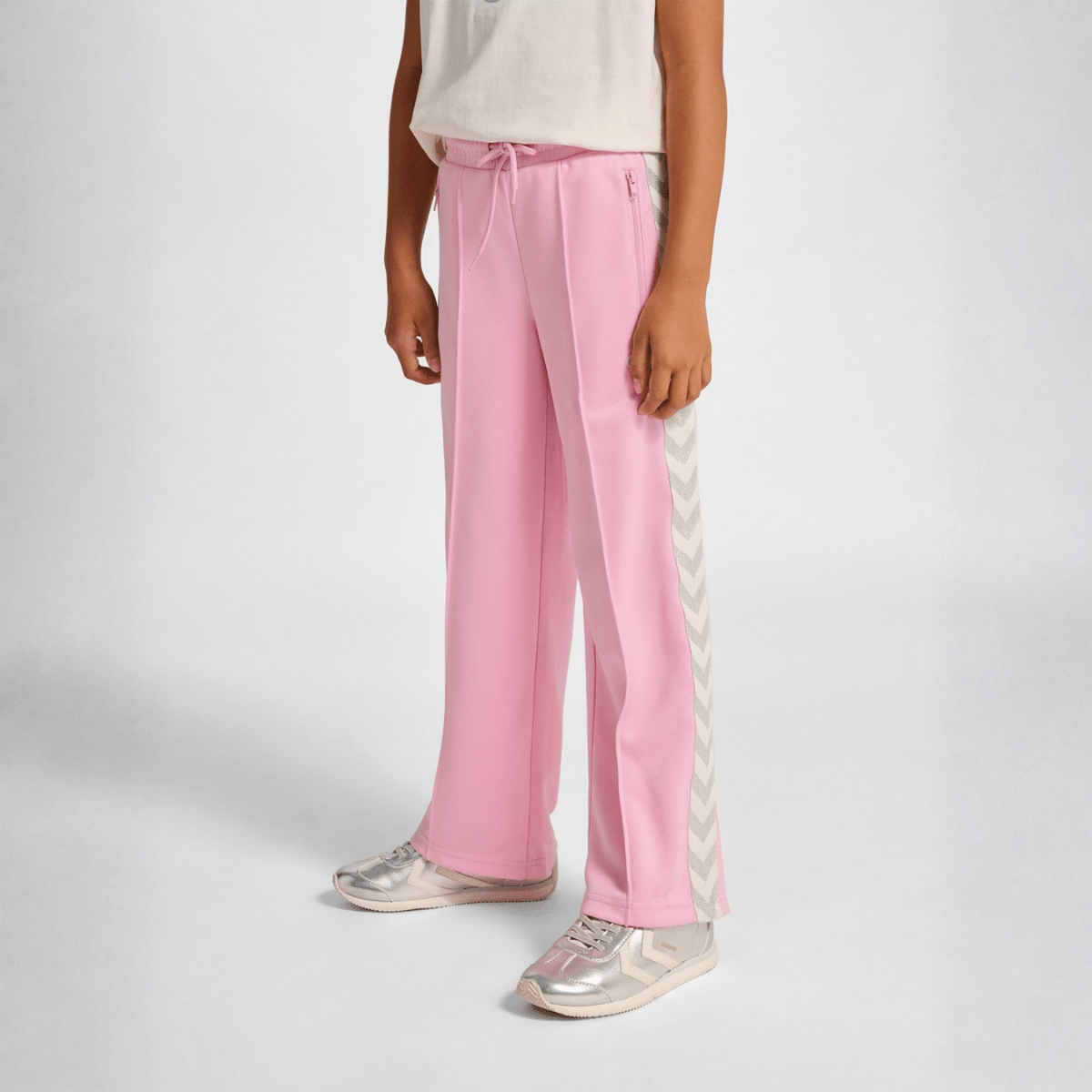 Hummel - Bukse Jr Wide Leg Poly Tape Roseate Spoonbill - Guttelus