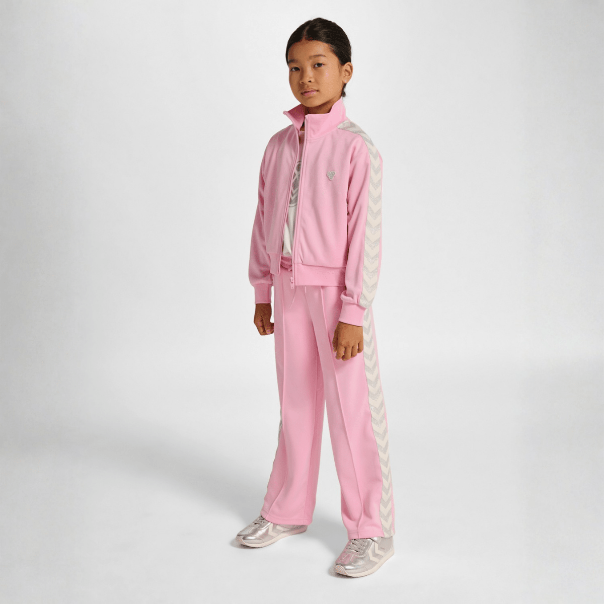 Hummel - Bukse Jr Wide Leg Poly Tape Roseate Spoonbill - Guttelus