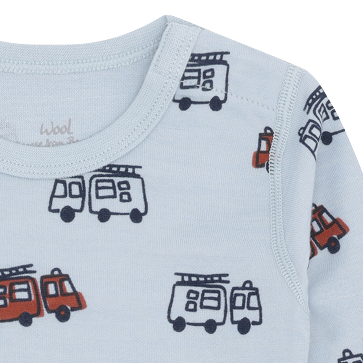 Hust and Claire - Body Ull og Bambus Baloo Firetruck Baby Blue