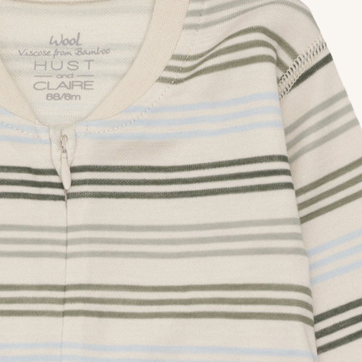 Hust and Claire - Heldress med Glidelås Ull og Bambus Manu Zip 3 Stripes French Oak