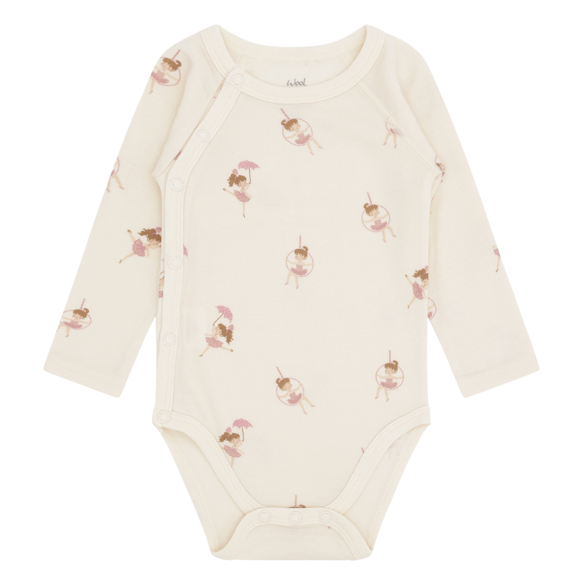 Hust and Claire - Omslagsbody Ull og Bambus Baloo Wrap Line dancer Off White