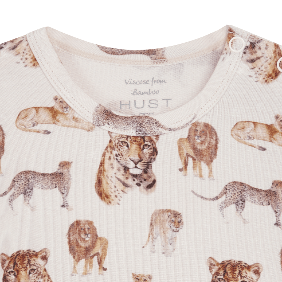 Hust and Claire - Body Kortermet Bambus Buller Wild Cats Ivory - Guttelus.no