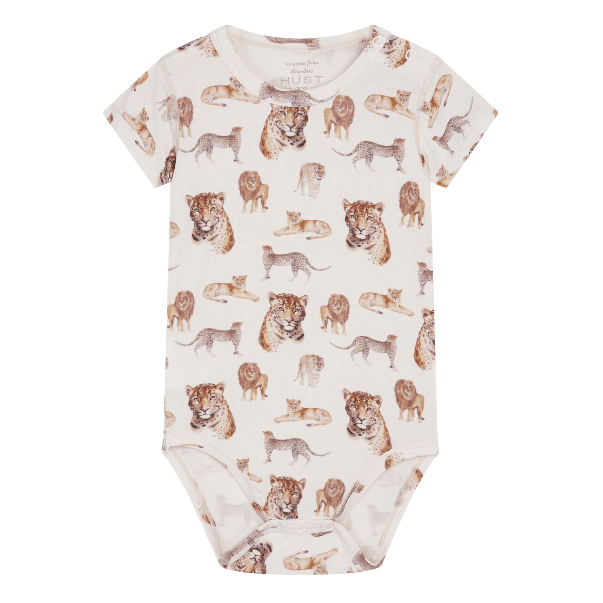 Hust and Claire - Body Kortermet Bambus Buller Wild Cats Ivory - Guttelus.no
