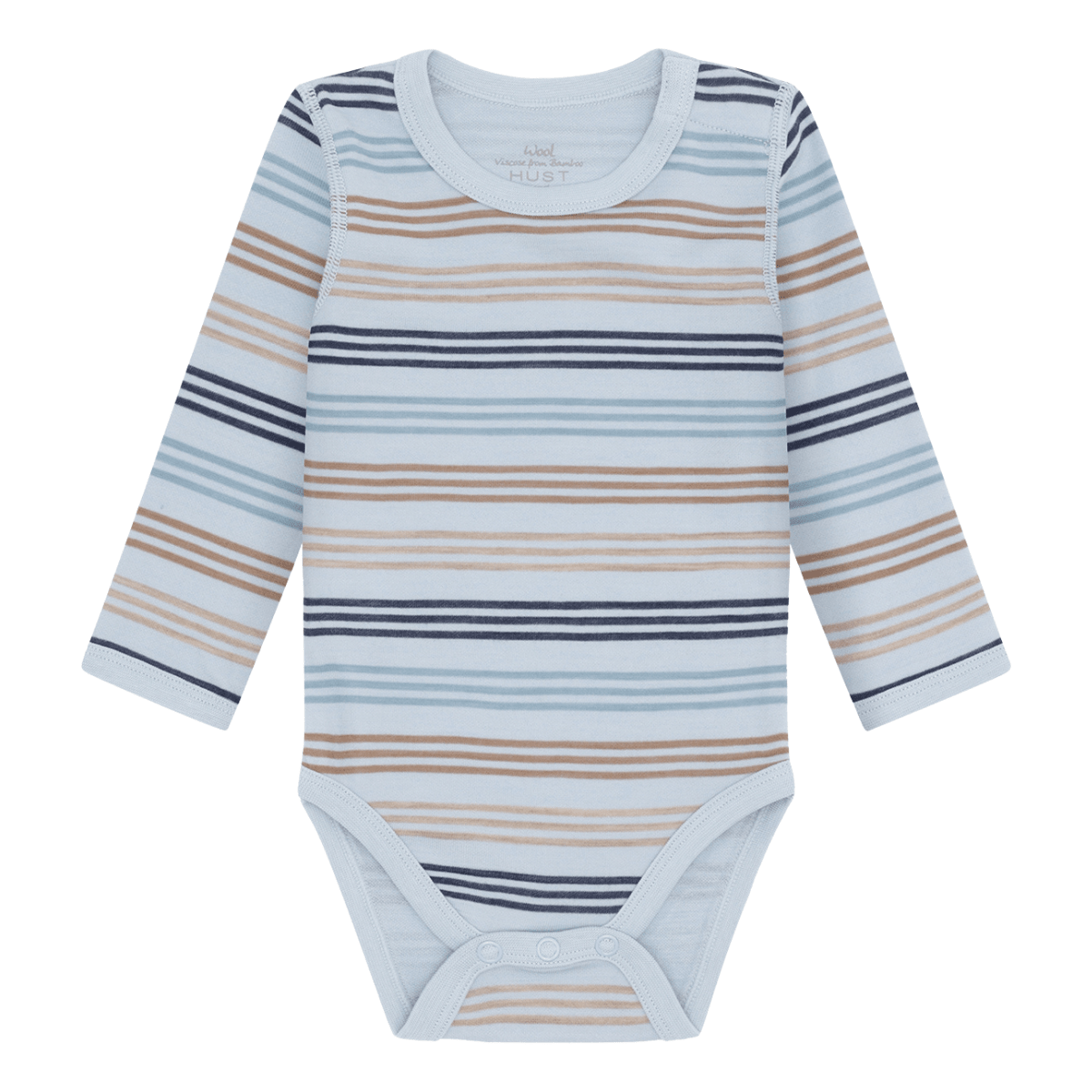 Hust and Claire - Body Ull og Bambus Baloo 3 Stripes Baby Blue - Guttelus.no