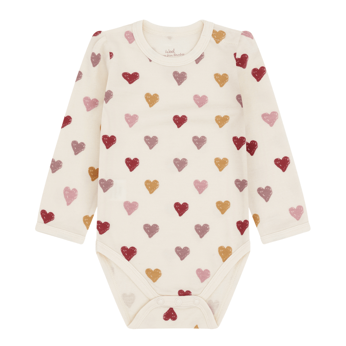 Hust and Claire - Body Ull og Bambus Baloo Hearts Puff Off White - Guttelus.no