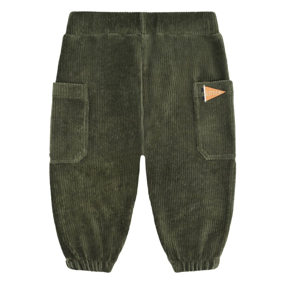Hust and Claire - Bukse Baby Gus Ribbed Velour Deep Ivy - Guttelus.no