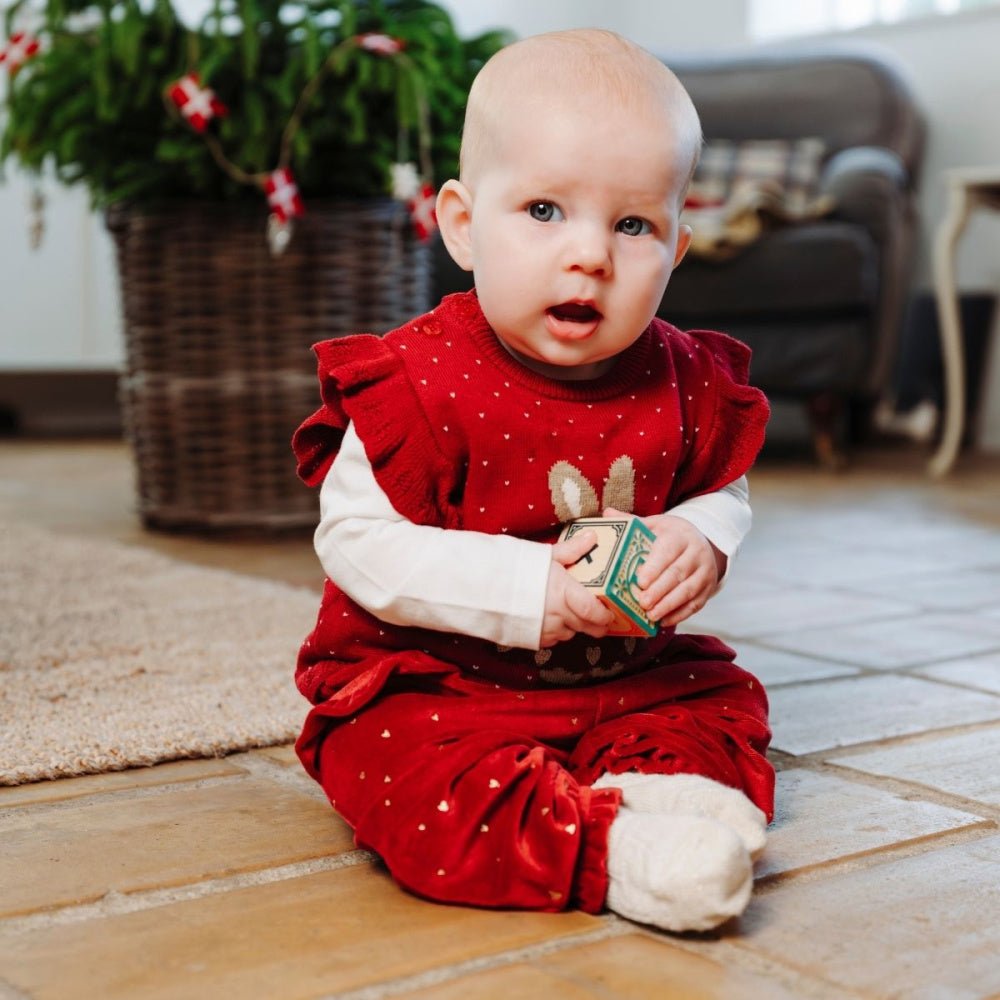 Hust and Claire - Bukse Baby Velour Trine Gold Teaberry - Guttelus