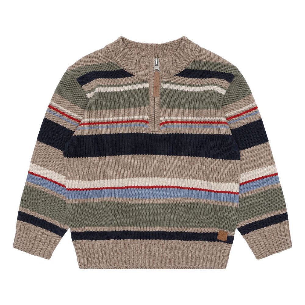 Hust and Claire - Genser Pelle Knit Stripe Biscuit - Guttelus.no