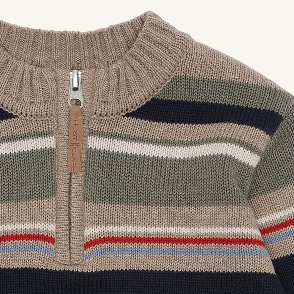 Hust and Claire - Genser Pelle Knit Stripe Biscuit - Guttelus.no