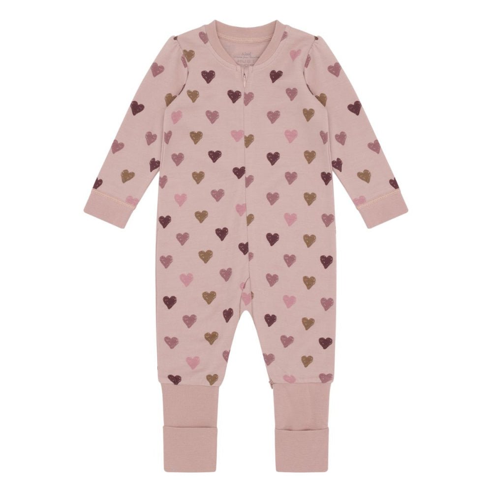 Hust And Claire - Heldress i Ull og Bambus Manu Hearts Puff Adobe Rose - Guttelus