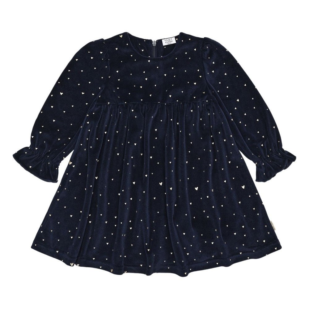 Hust and Claire - Julekjole Velour Donna Gold More Navy - Guttelus