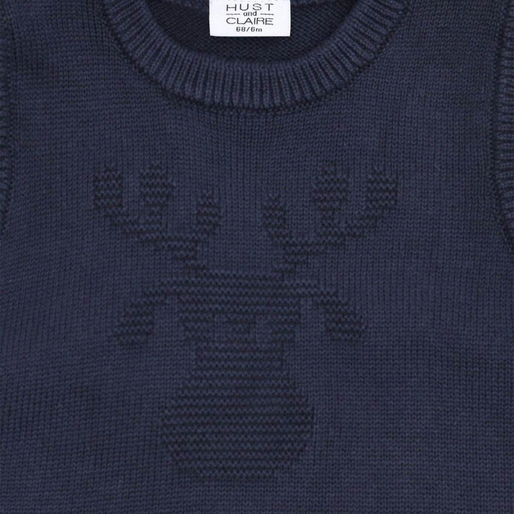Hust and Claire - Vest Baby Perry Moose More Navy - Guttelus