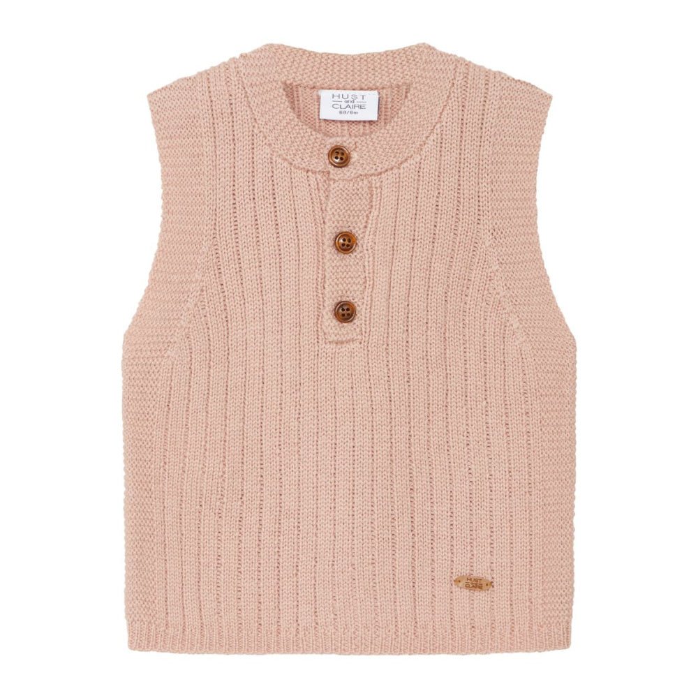 Hust and Claire - Vest Ull Ribbestrikket Rose Cloud - Guttelus