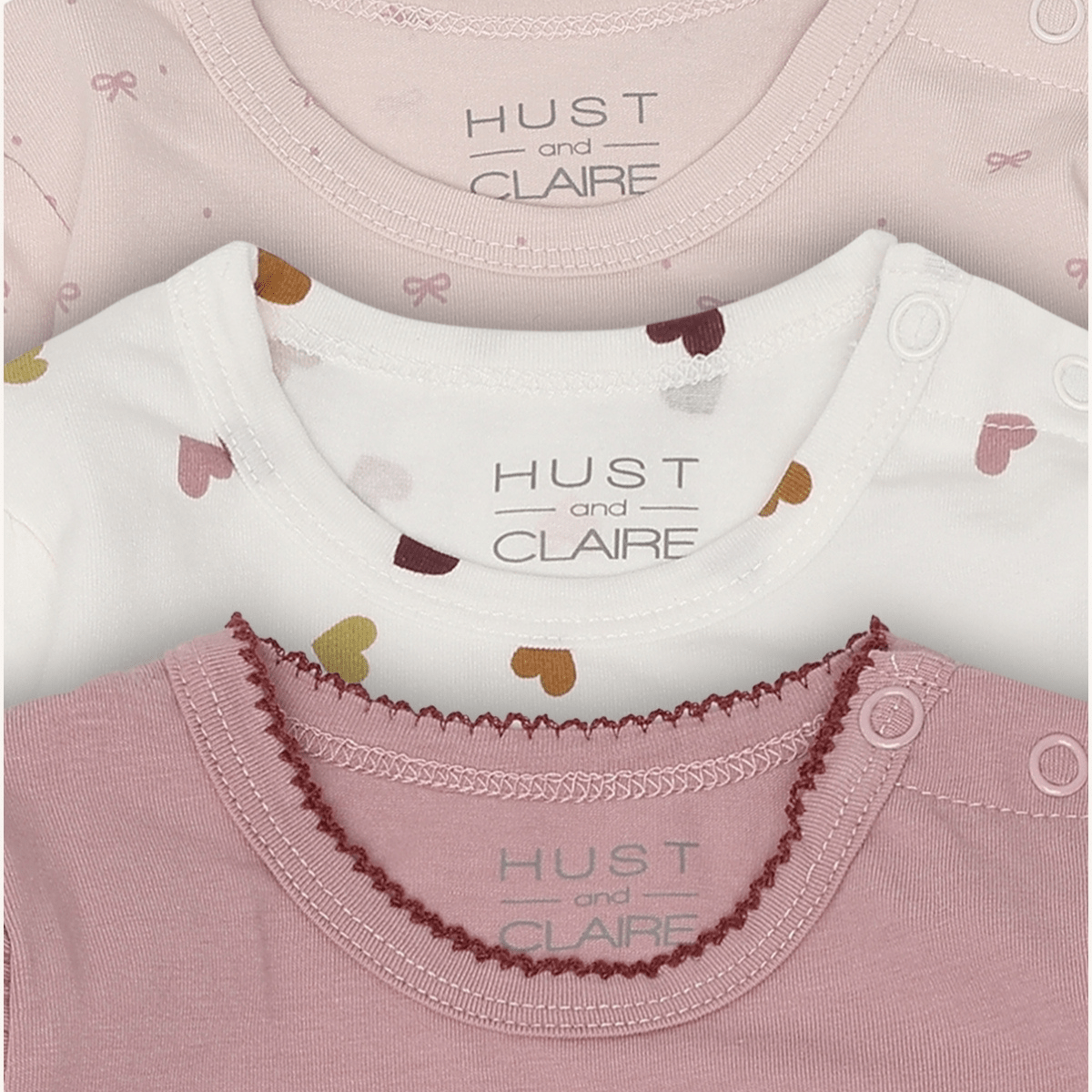 Hust & Claire - Body 3-pk Bella Bow Hushed Pink - Guttelus.no