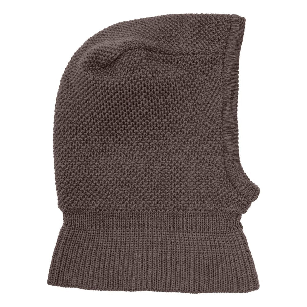Huttelihut - Balaclava Strikket Ull 2-lags Brown Melange - Guttelus.no