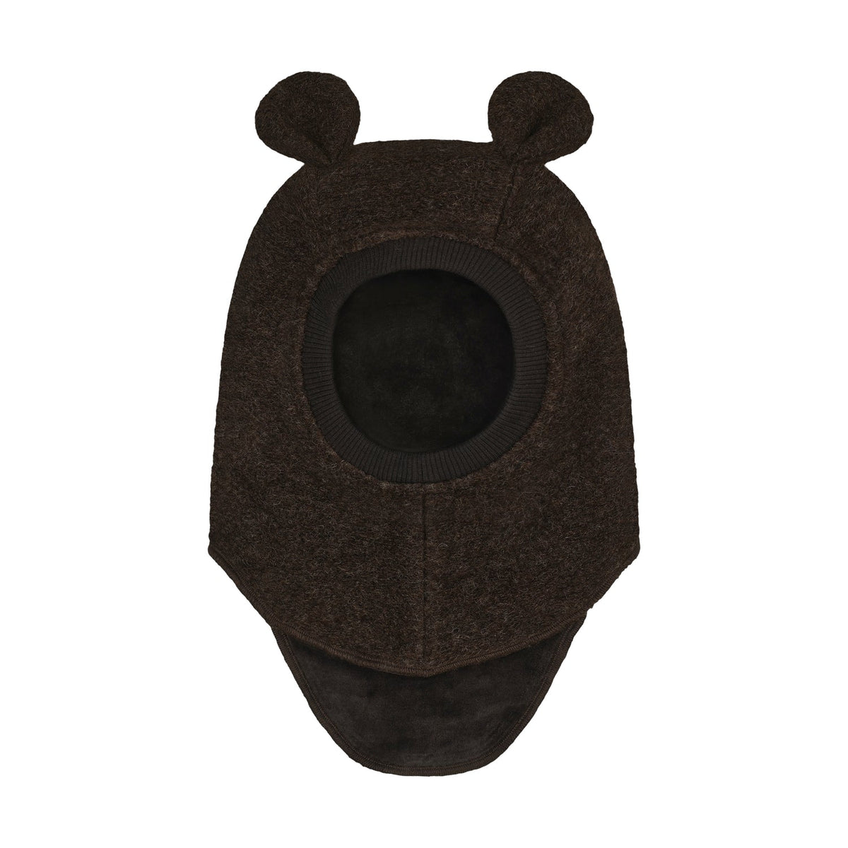 Huttelihut - Balaclava Ull Ører Dark Brown Melange - Guttelus