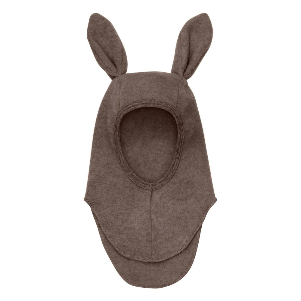 Huttelihut - Balaclava Ullfleece Kaninører Brown Melange - Guttelus