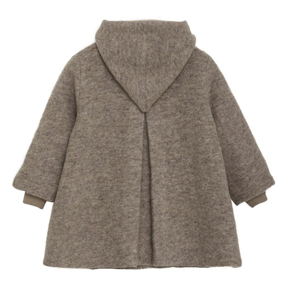 Huttelihut - Ullkåpe med Spiss Hette Camel Melange - Guttelus.no