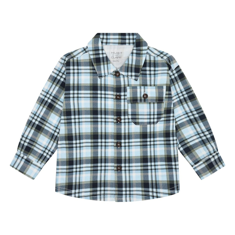 Hust and Claire - Skjorte Ravn Fall Check Iron Blue