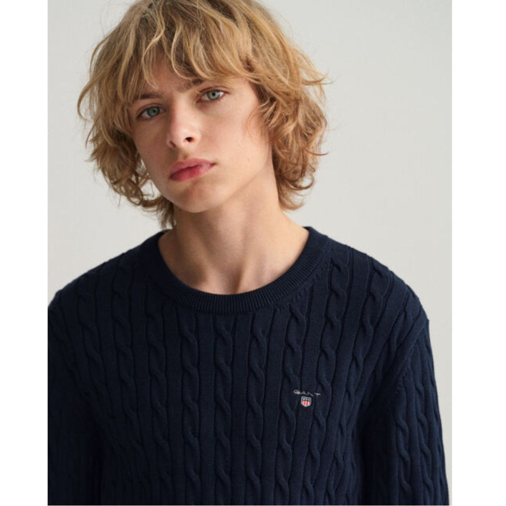 Gant - Genser Kabelstrikk Evening Blue