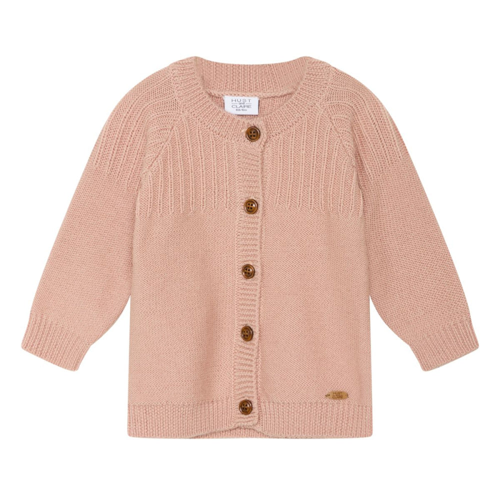 Hust and Claire - Cardigan Ull Ribbestrikket Rose Cloud