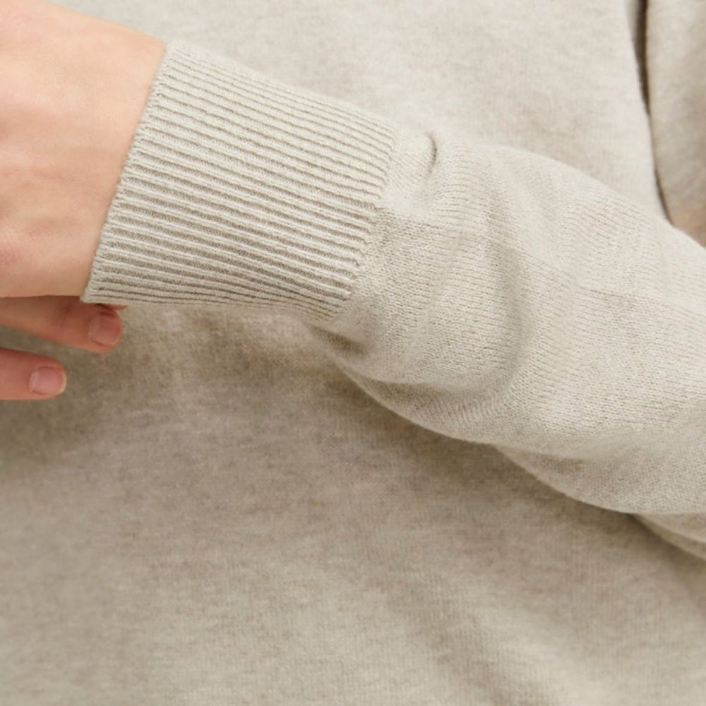 Jack & Jones - Genser Halfzip Knit Emil Oatmeal Melange - Guttelus