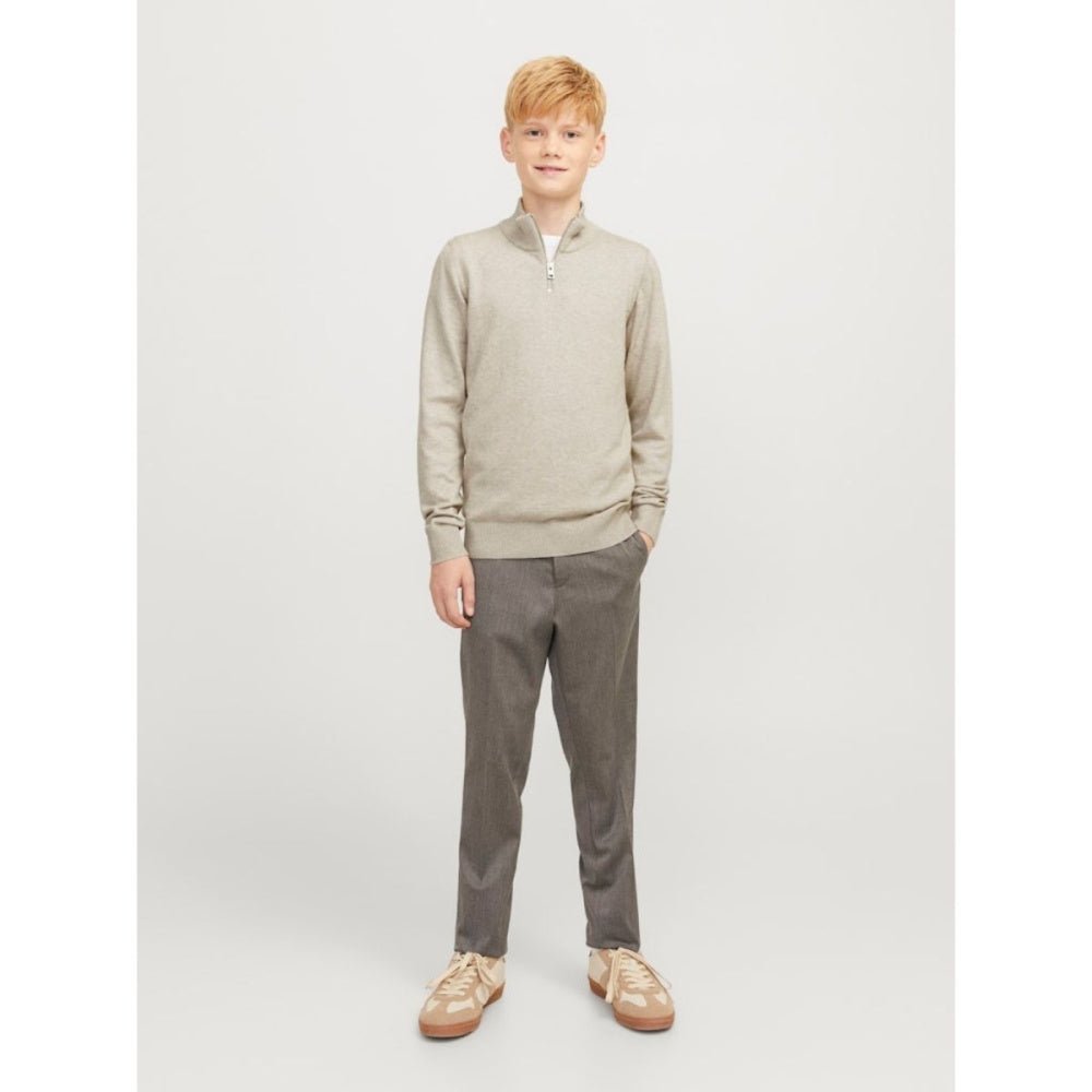 Jack & Jones - Genser Halfzip Knit Emil Oatmeal Melange - Guttelus
