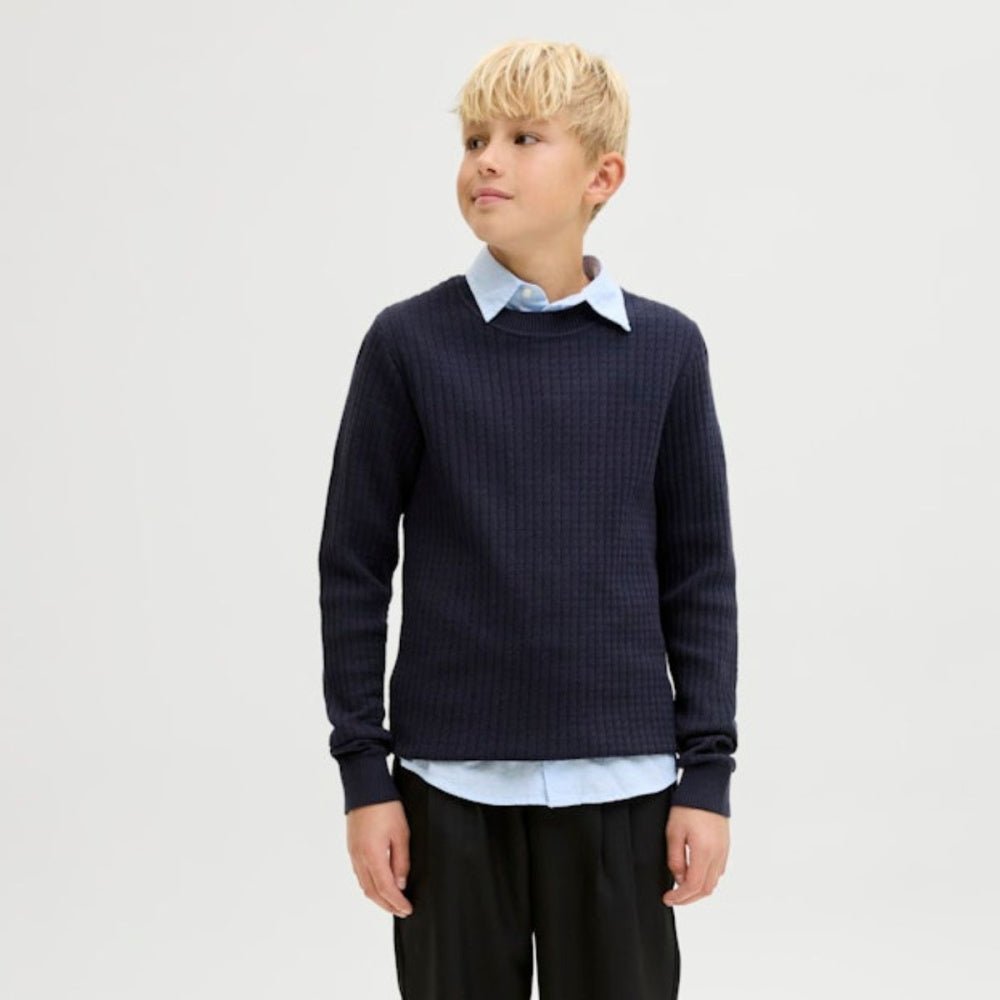 Jack & Jones - Genser Knit Blubarkley Zigzag Night Sky - Guttelus