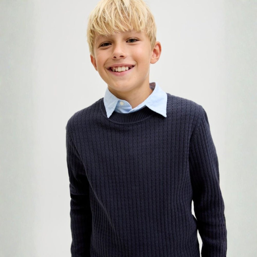 Jack & Jones - Genser Knit Blubarkley Zigzag Night Sky - Guttelus