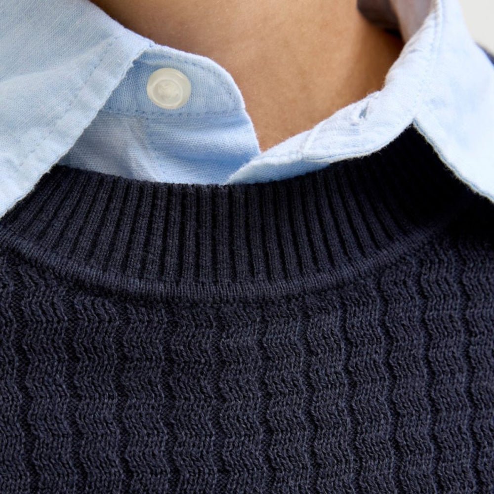 Jack & Jones - Genser Knit Blubarkley Zigzag Night Sky - Guttelus
