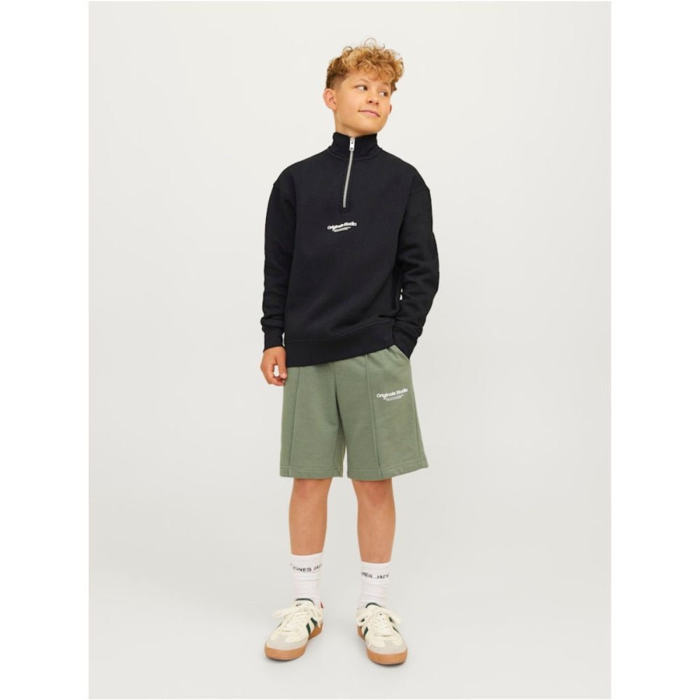 Jack & Jones - Genser Sweat Halfzip Vesterbro Black - Guttelus