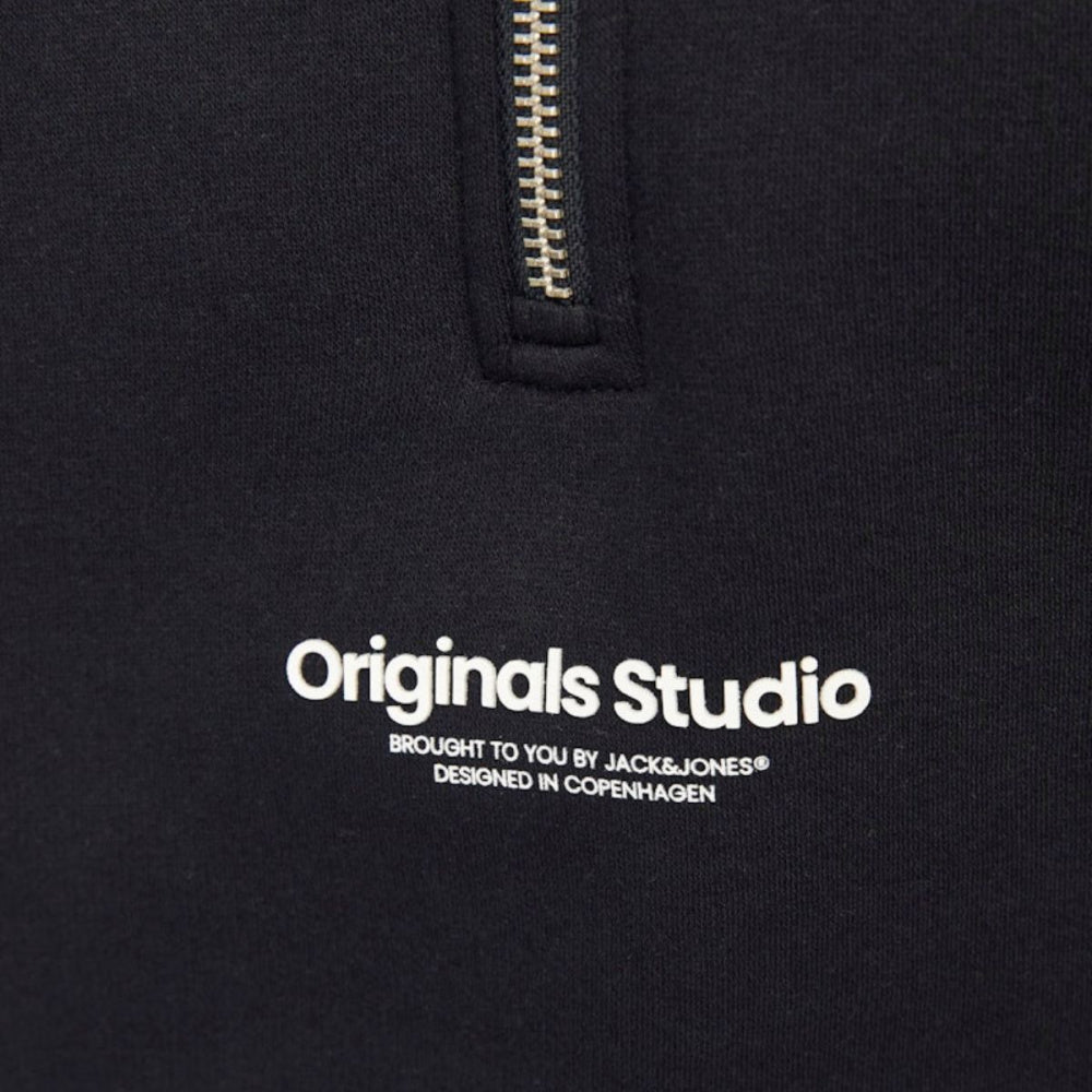Jack & Jones - Genser Sweat Halfzip Vesterbro Black - Guttelus