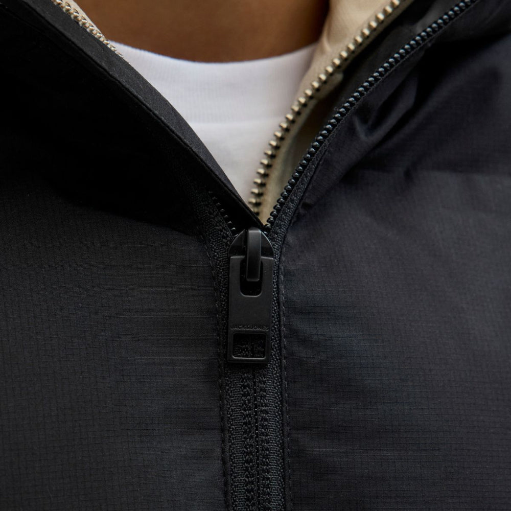 Jack & Jones - Jakke Soho Puffer Hood Black - Guttelus