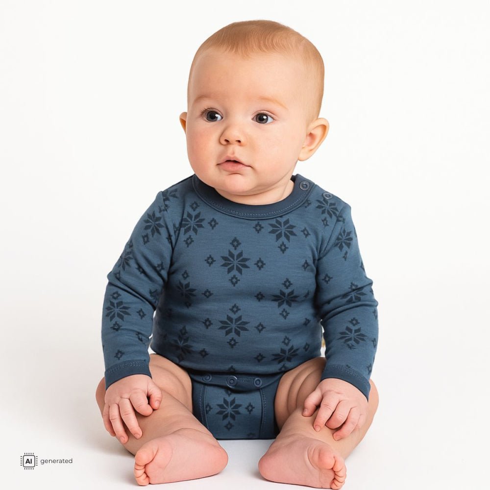Joha - Body Ull og Bomull Snowflake Blå - Guttelus.no